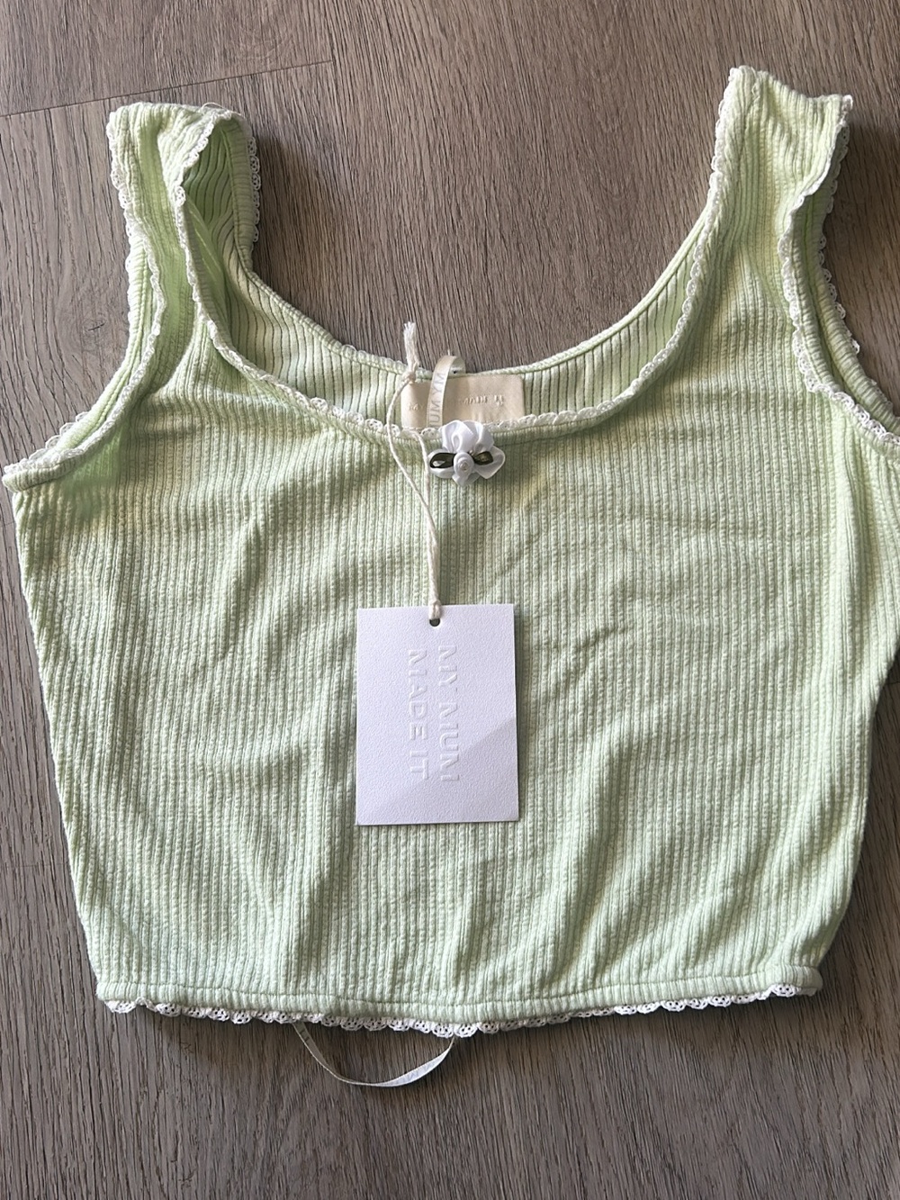 My Mum made it light  Green Ribbed Tank Top XS/S